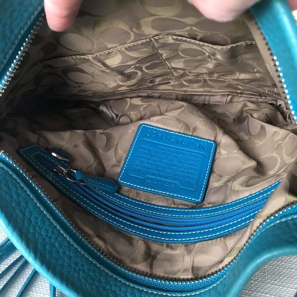 Coach Vintage Legacy Leather Slim Duffle Shoulder Crossbody Purse Blue 1427 Y2K - Picture 10 of 16